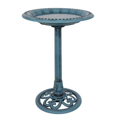 Alpine Corporation bebedero pedestal frontal mostrando diseño ornamental y altura
