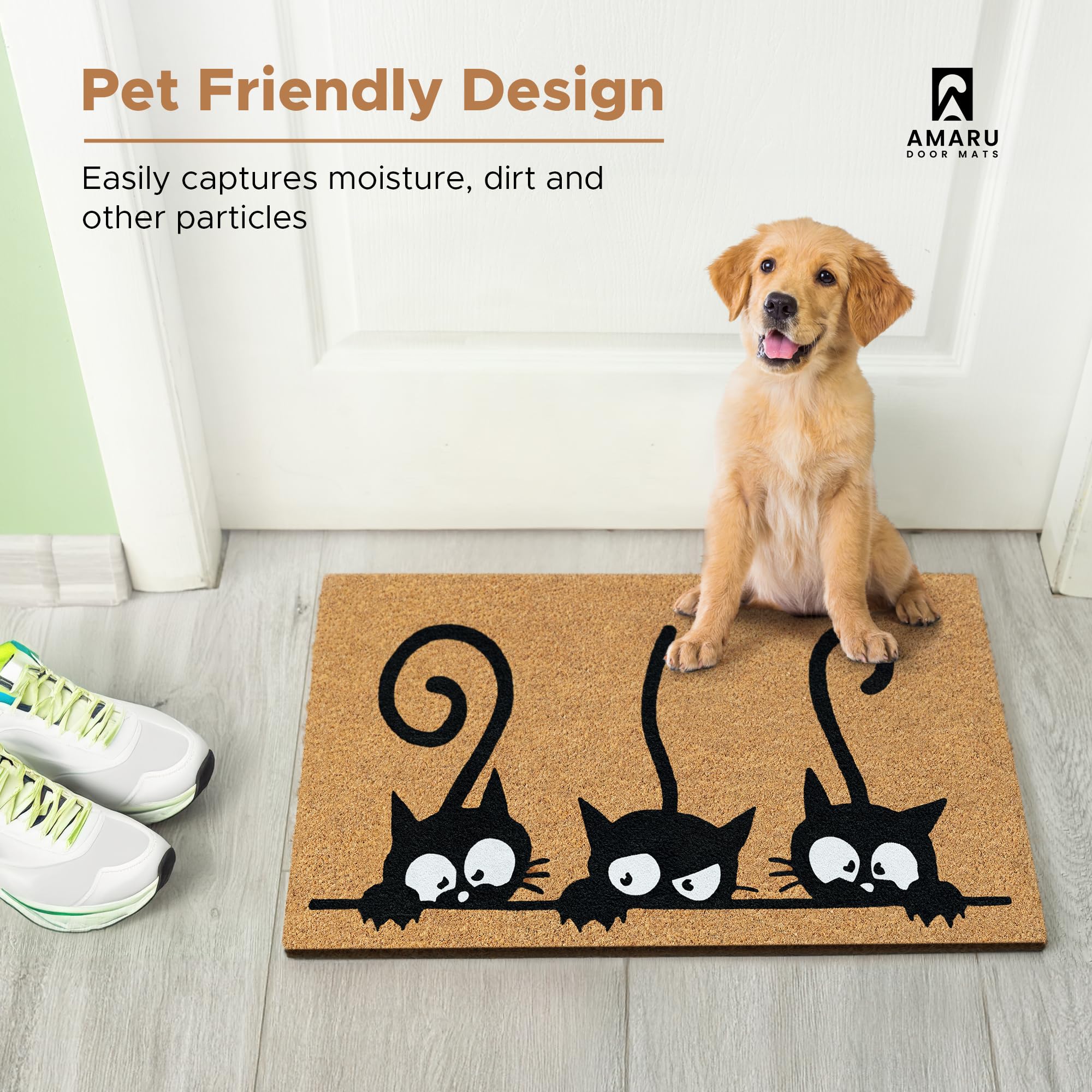 AMARU DOOR MATS en entrada decorada ofrece bienvenida práctica y elegante