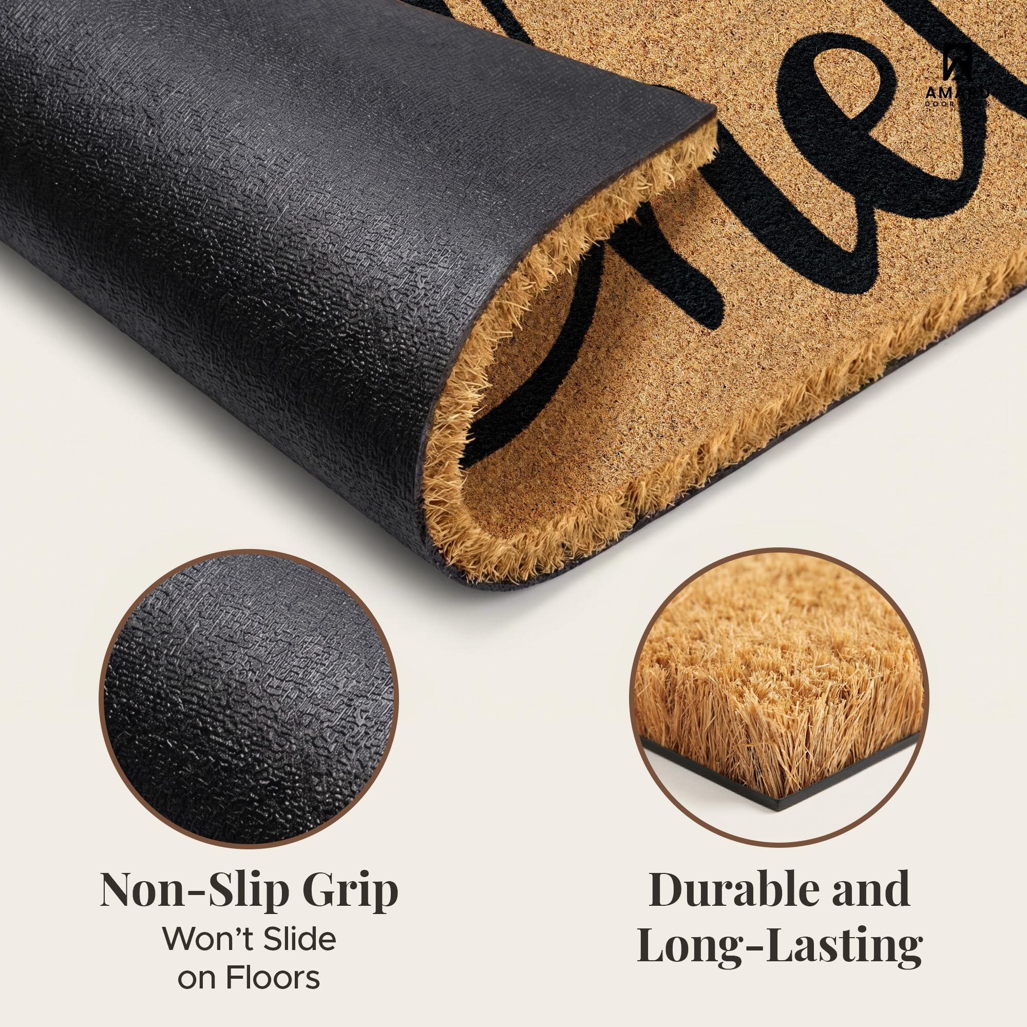 AMARU DOOR MATS comparación de tamaño frente a una puerta estándar para ajuste seguro