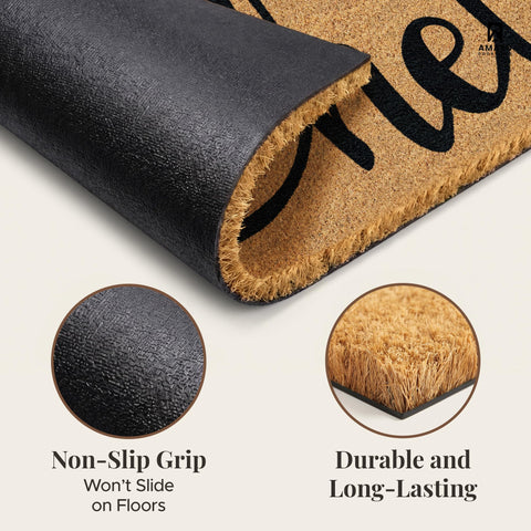 AMARU DOOR MATS comparación de tamaño frente a una puerta estándar para ajuste seguro