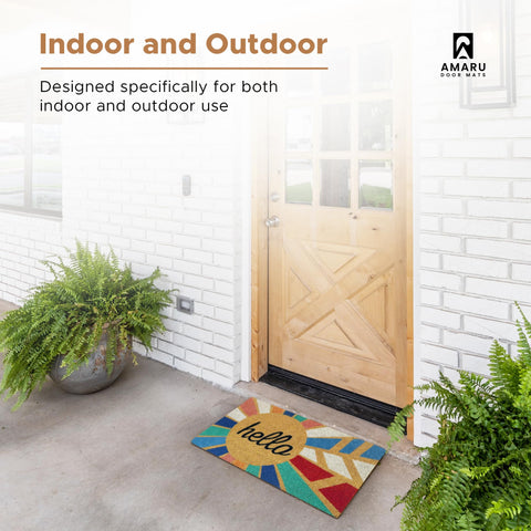 AMARU DOOR MATS junto a puerta muestra tamaño 17x29 ideal