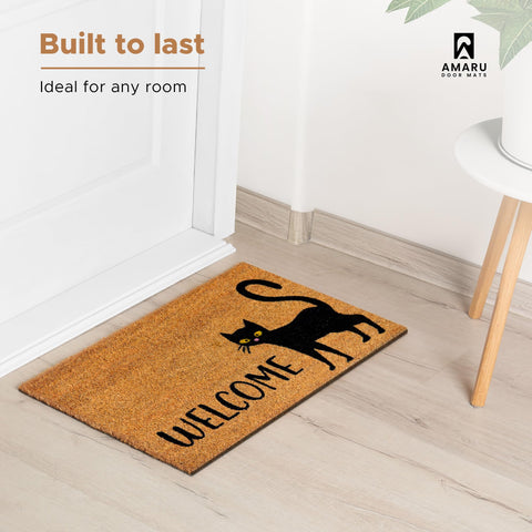 AMARU DOOR MATS comparación con zapato mostrando tamaño 17x29 pulgadas