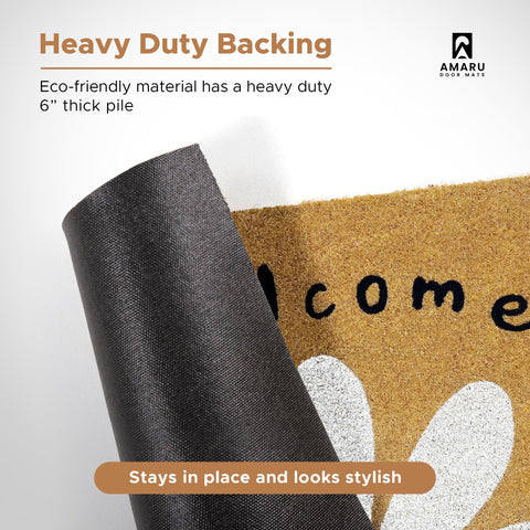 AMARU DOOR MATS detalle del dibujo "Welcome Daisy" atractivo y claro