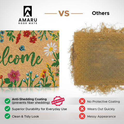 AMARU DOOR MATS detalle del diseño floral aportando estilo y personalidad