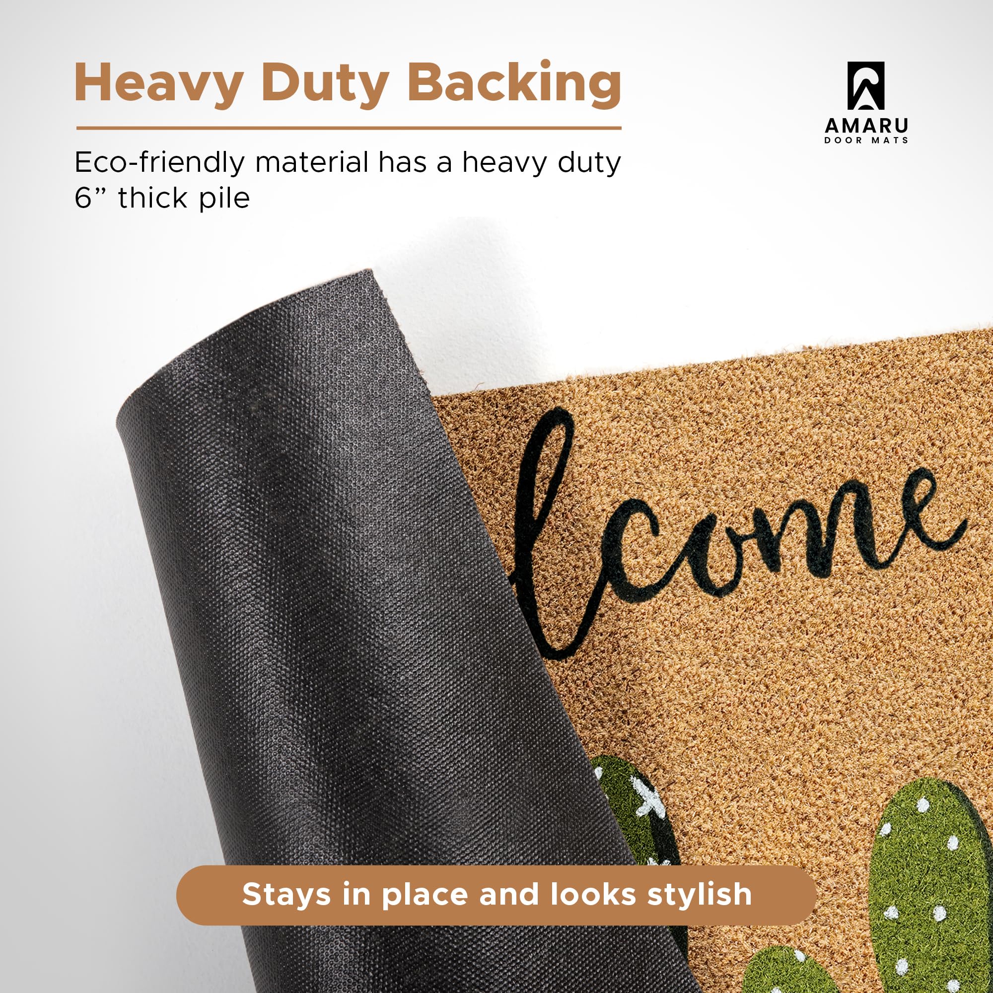 AMARU DOOR MATS detalle del estampado cactus decorativo