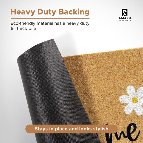 AMARU DOOR MATS detalle del estampado Welcome Daisies aporta toque decorativo