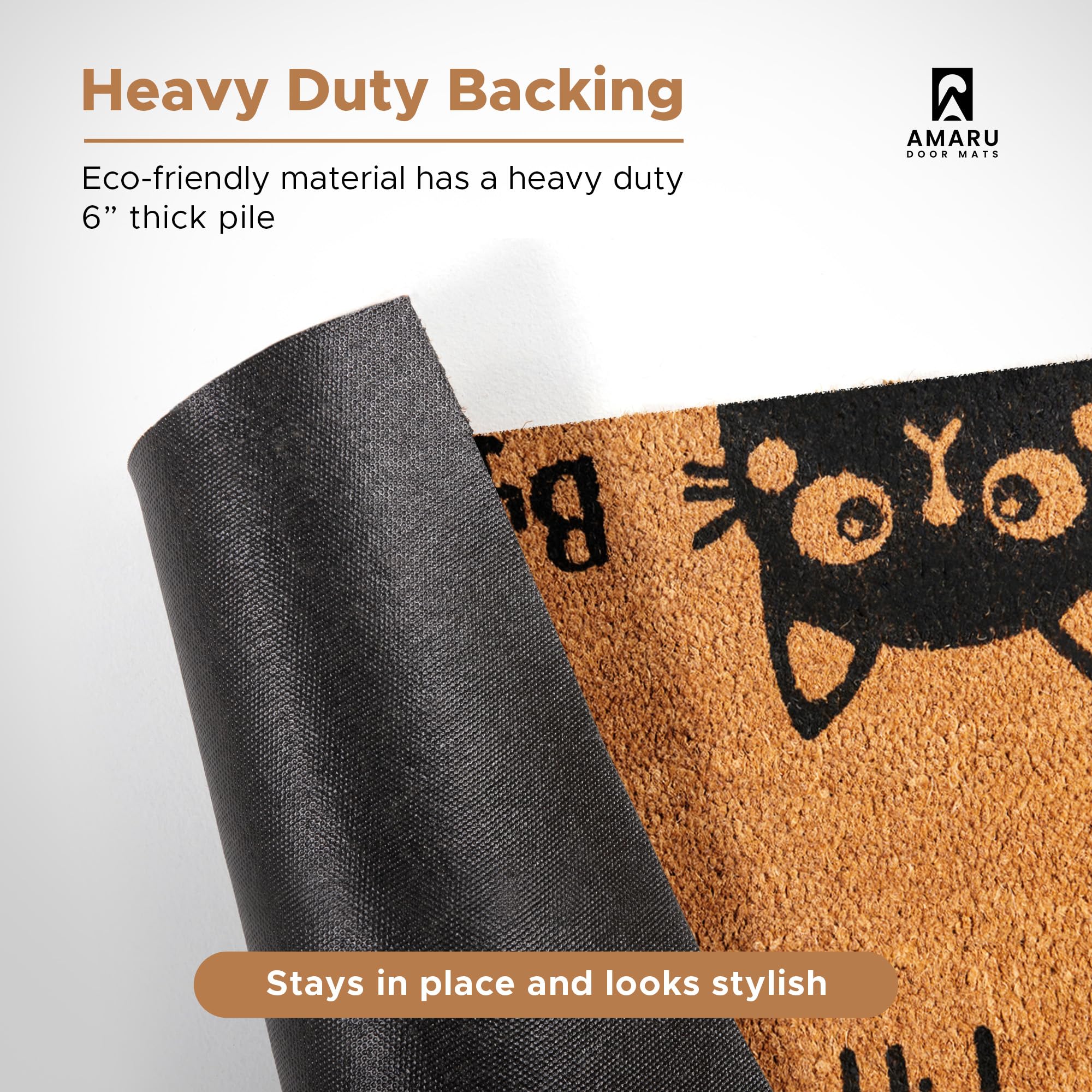 AMARU DOOR MATS detalle del motivo Hi-Bye Cat, añade carácter al recibidor