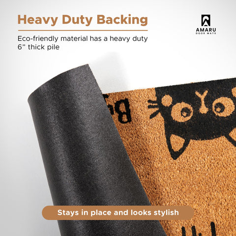 AMARU DOOR MATS detalle del motivo Hi-Bye Cat, añade carácter al recibidor