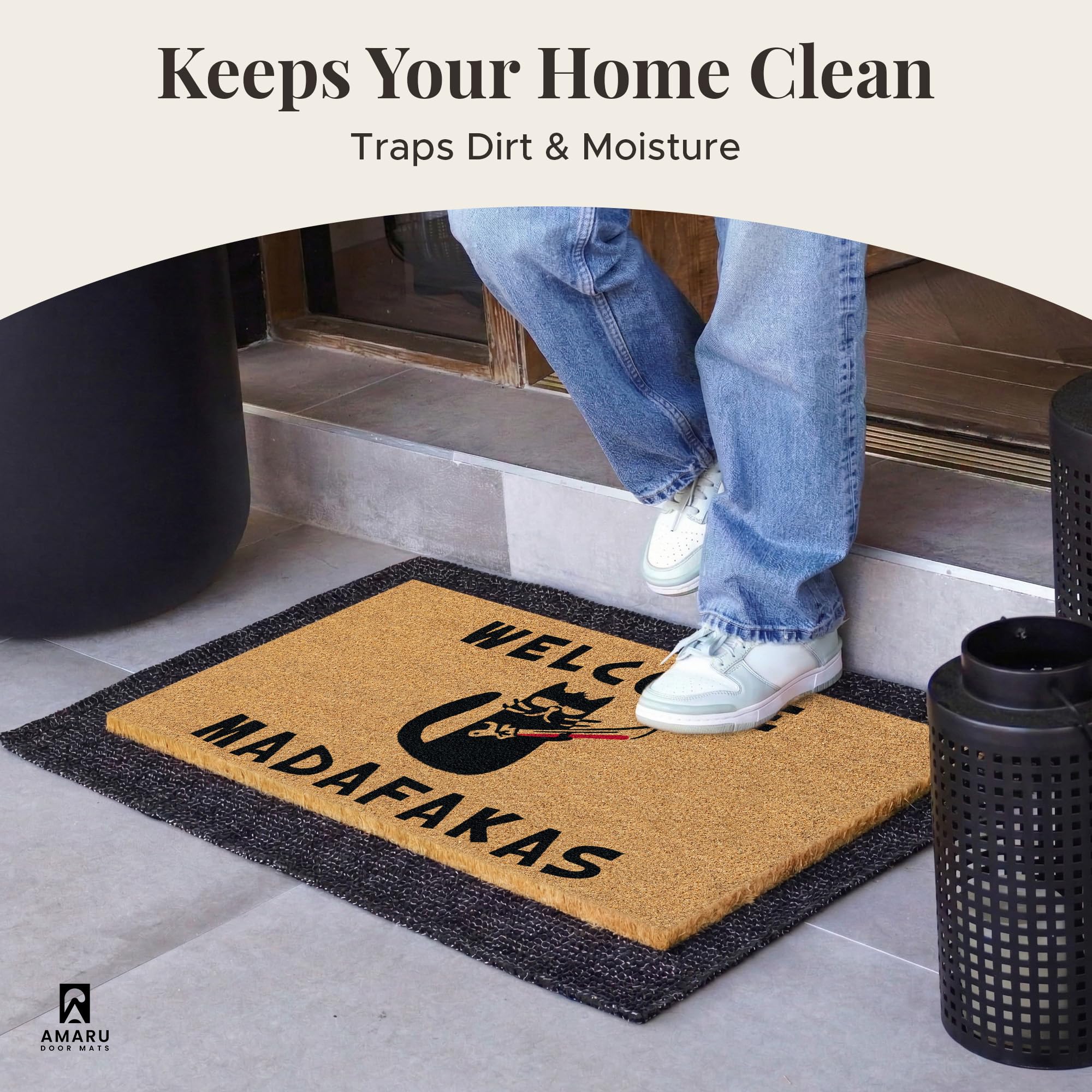 AMARU DOOR MATS felpudo en uso en la entrada captando suciedad
