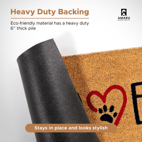 AMARU DOOR MATS etiqueta de material que resalta fibra de coco natural resistente