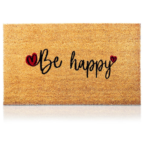 AMARU DOOR MATS felpudo frontal con diseño 'Be Happy' que da la bienvenida y decora