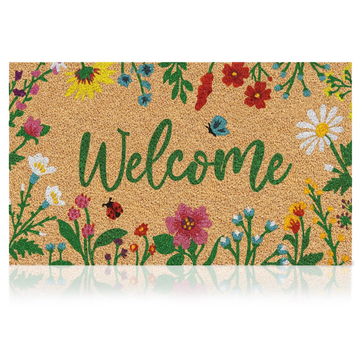 AMARU DOOR MATS felpudo frontal con diseño floral y bienvenida elegante