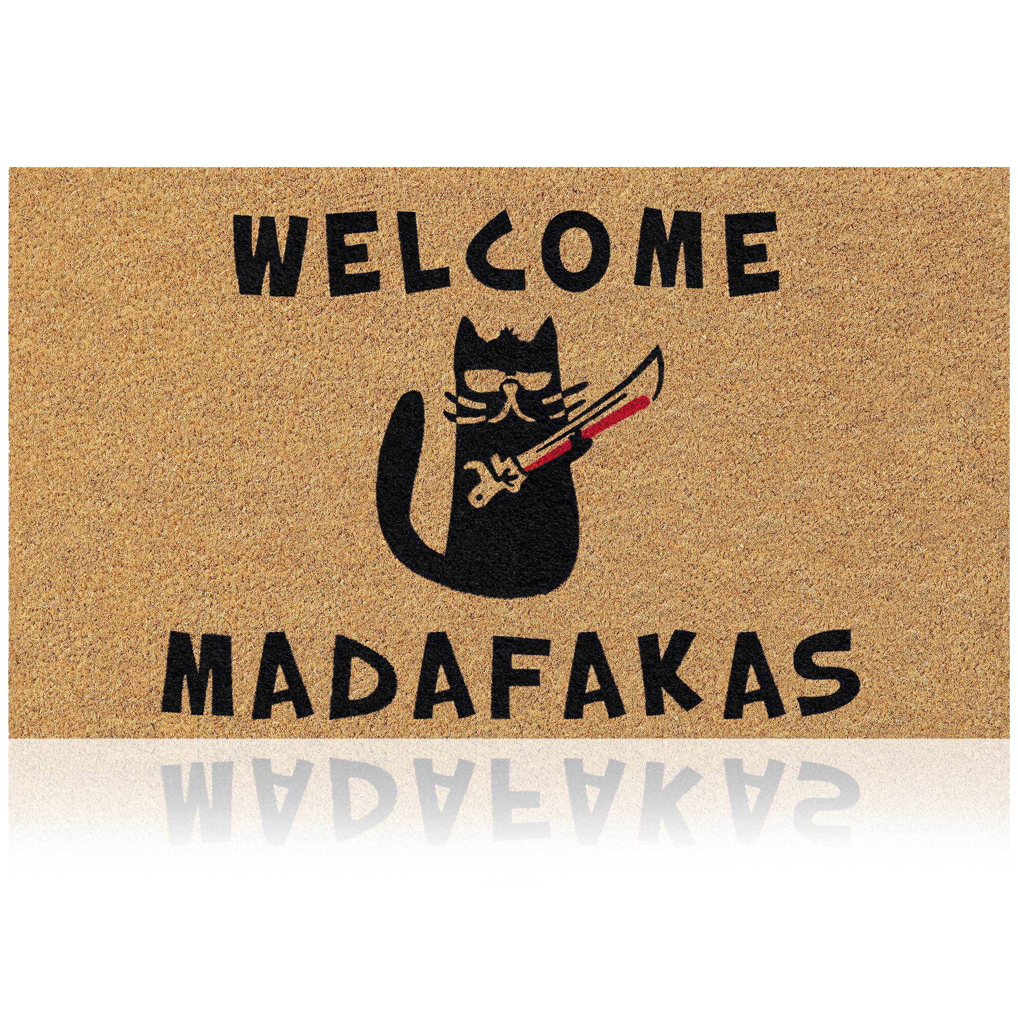 AMARU DOOR MATS felpudo frontal mostrando diseño y bienvenida divertida