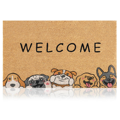 AMARU DOOR MATS felpudo frontal con diseño Welcome Dogs y entrada acogedora