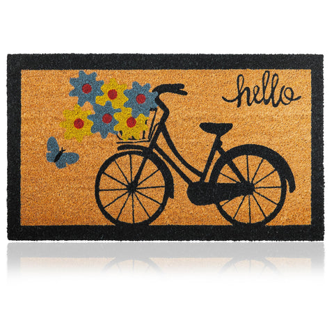 AMARU DOOR MATS vista frontal con diseño Bicycle que da bienvenida y estilo