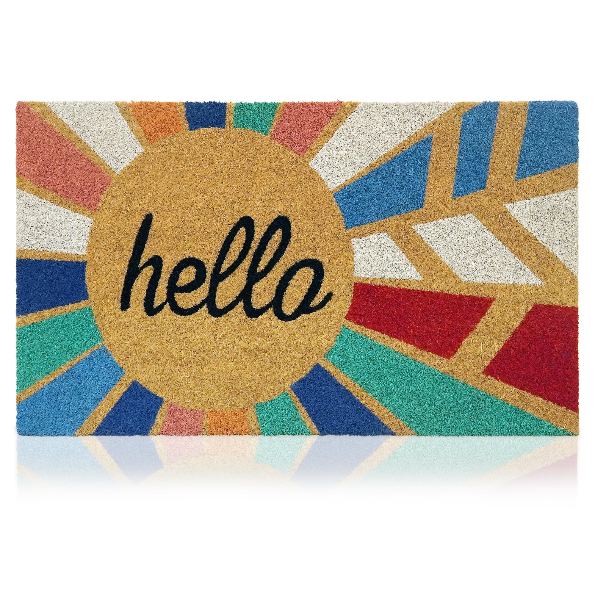 AMARU DOOR MATS vista frontal con diseño Hello añade bienvenida atractiva