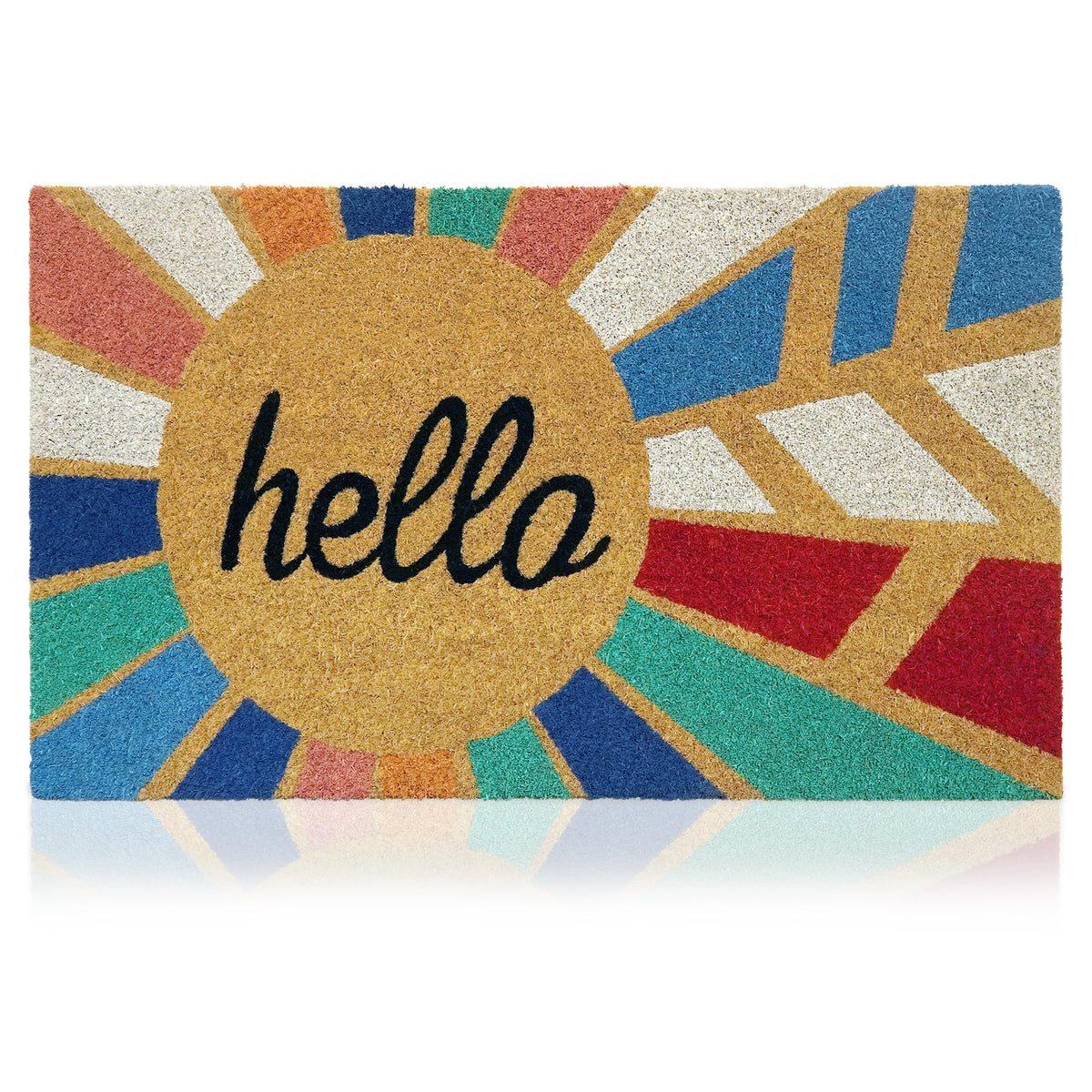 AMARU DOOR MATS vista frontal con diseño Hello añade bienvenida atractiva