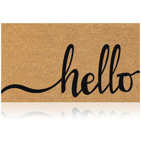 AMARU DOOR MATS vista frontal con diseño Hello y bienvenida atractiva