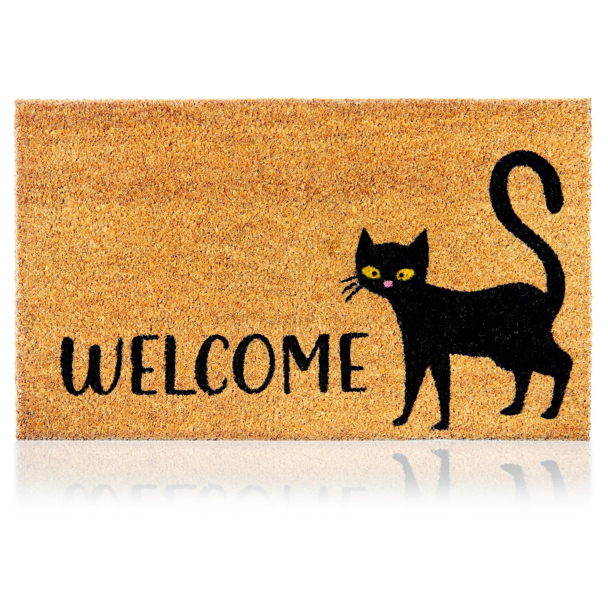 AMARU DOOR MATS felpudo frontal con gato negro, bienvenida elegante