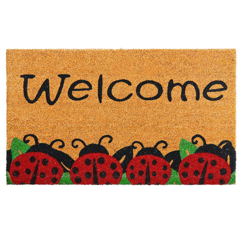 AMARU DOOR MATS felpudo frontal con mariquitas y bienvenida estética
