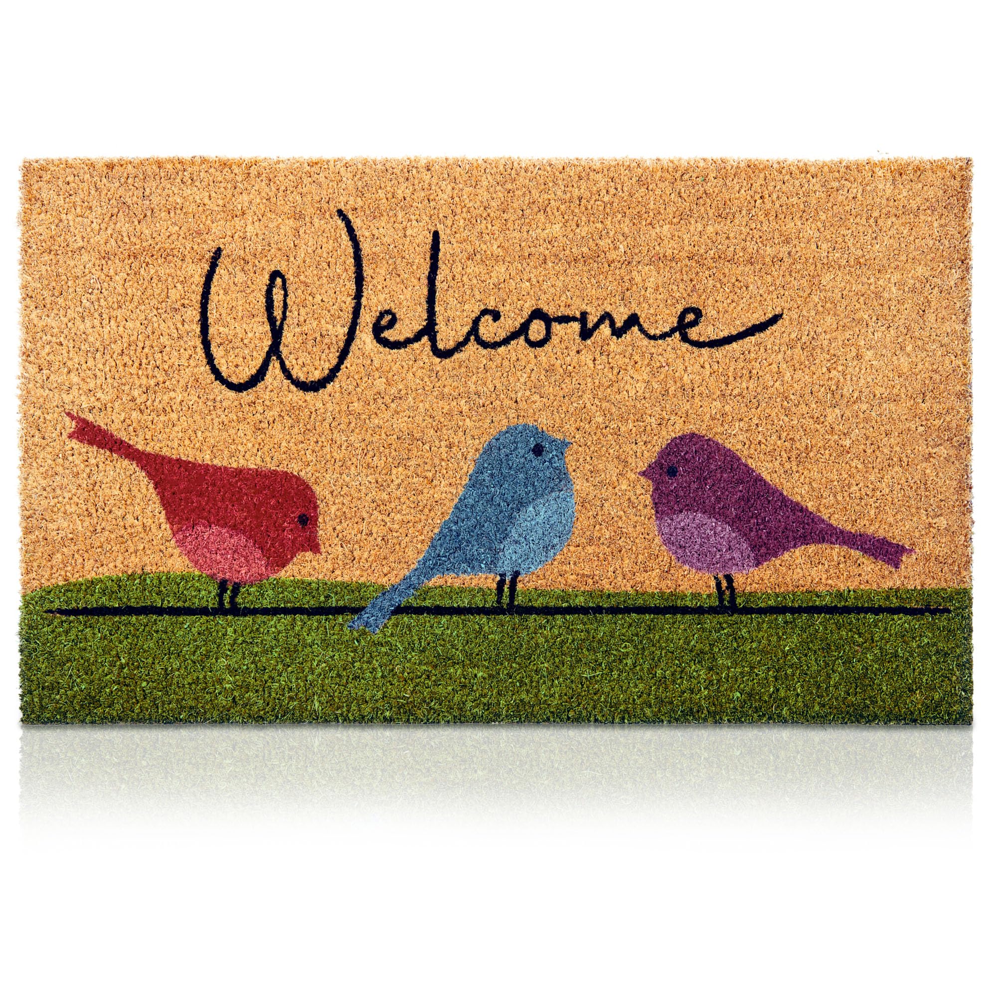 AMARU DOOR MATS frontal con diseño de pájaros, bienvenida atractiva