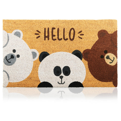 AMARU DOOR MATS vista frontal con diseño de osos y bienvenida duradera