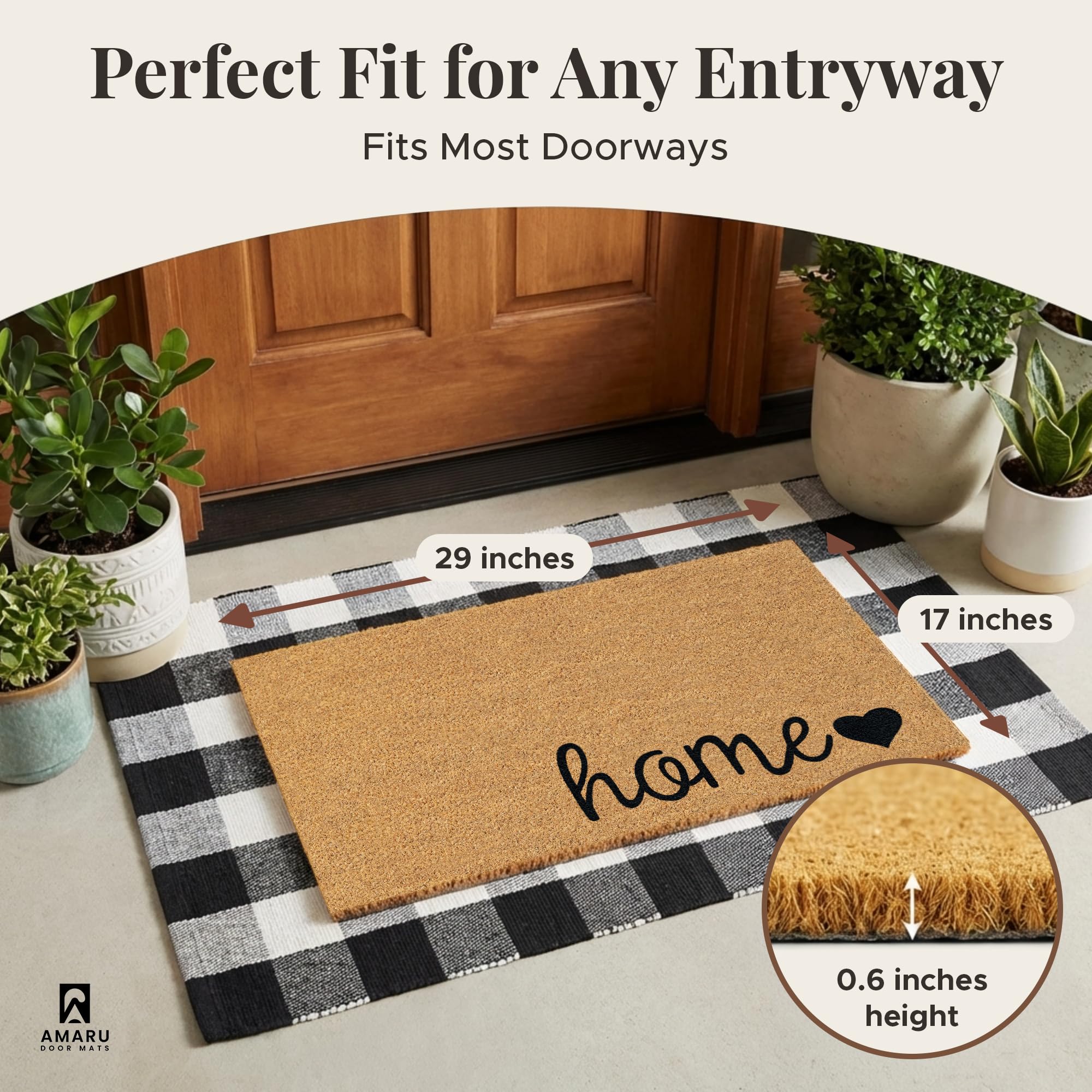AMARU DOOR MATS detalle de fibras de coco que elimina suciedad eficientemente