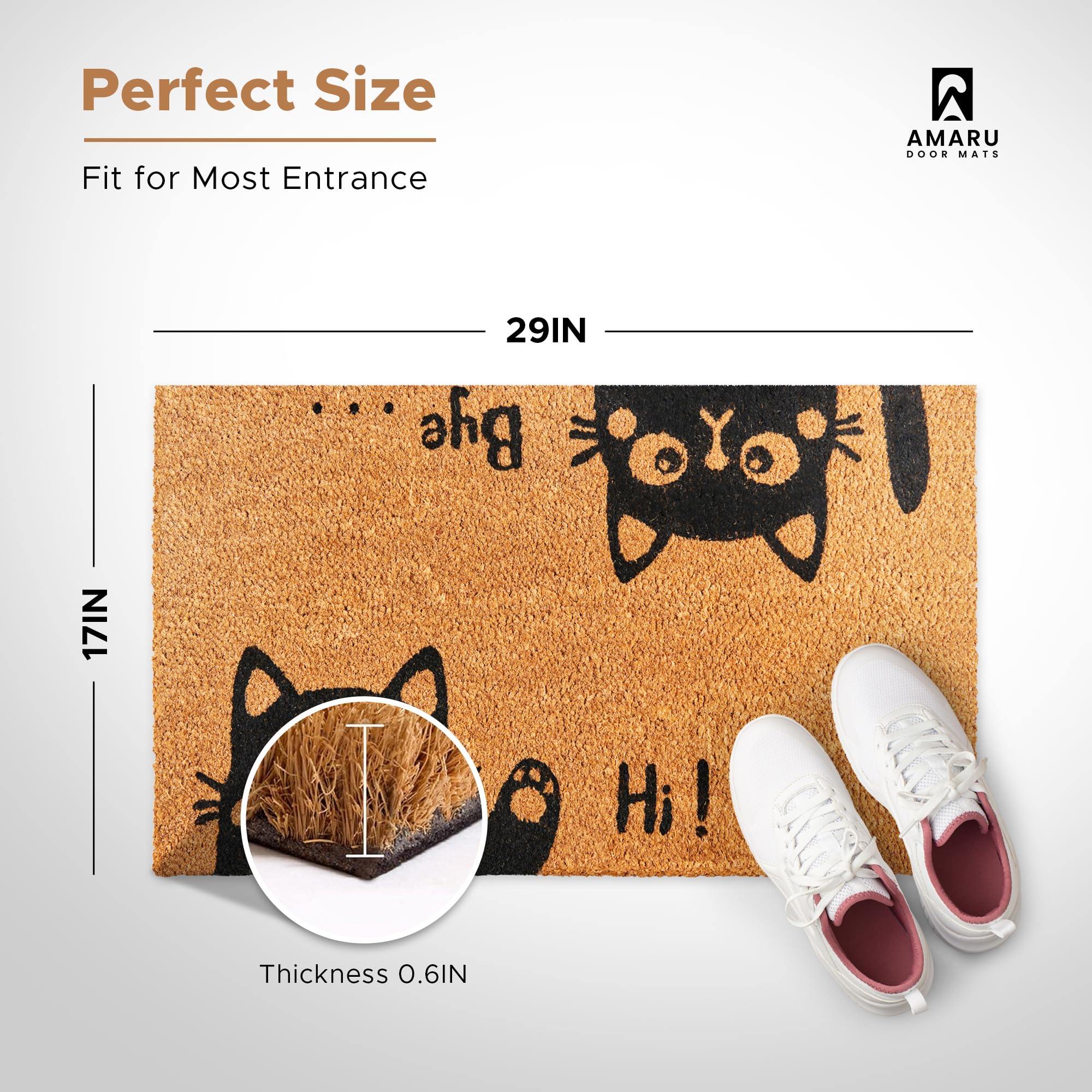 AMARU DOOR MATS primer plano de fibras de coco, captura suciedad eficaz