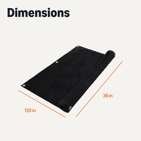 Amazon Basics malla junto a una cinta métrica para comparar el tamaño 3x10 ft