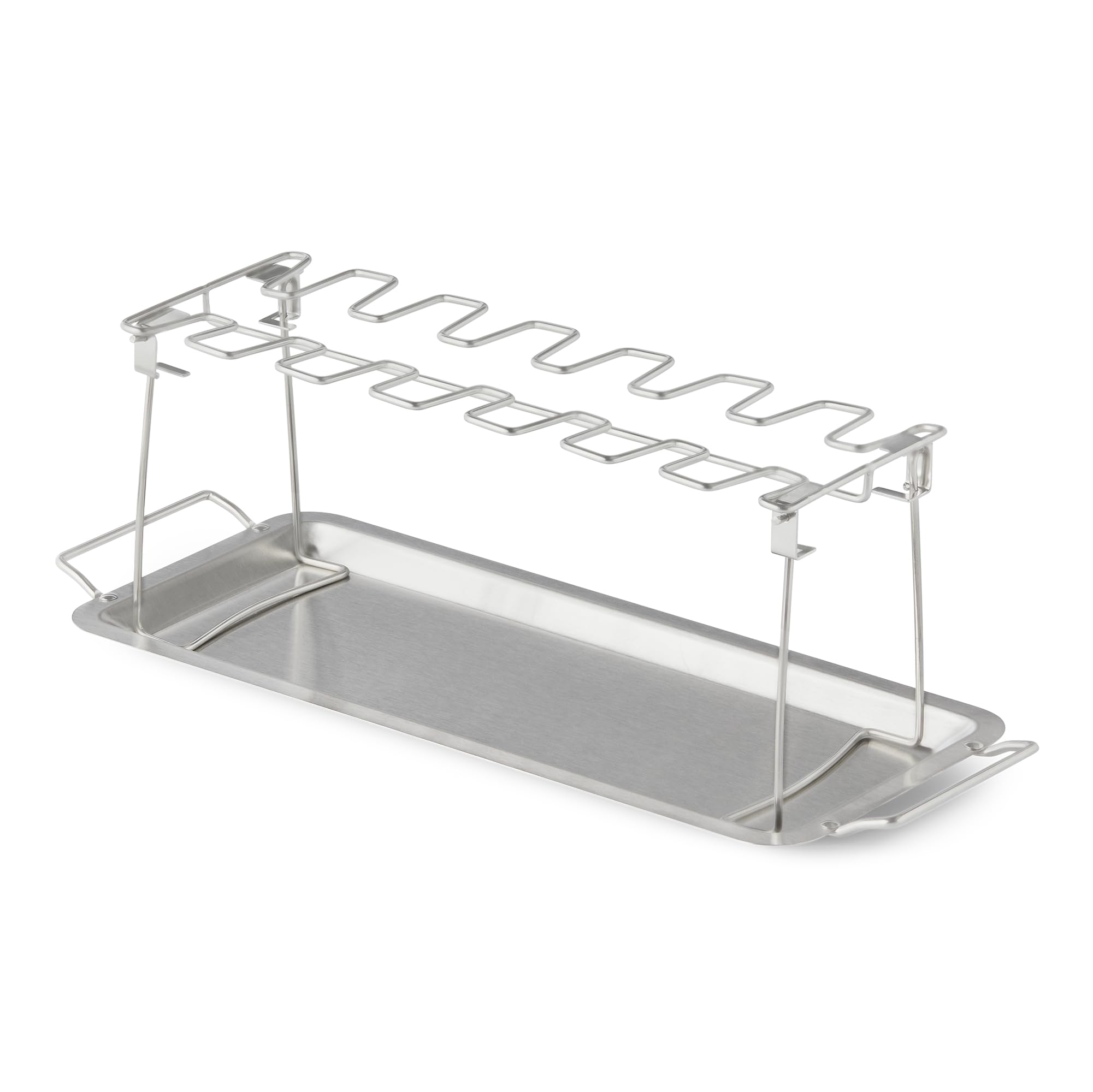 Amazon Basics soporte frontal mostrando 14 ranuras y montaje estable para asar