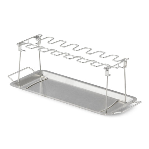 Amazon Basics soporte frontal mostrando 14 ranuras y montaje estable para asar