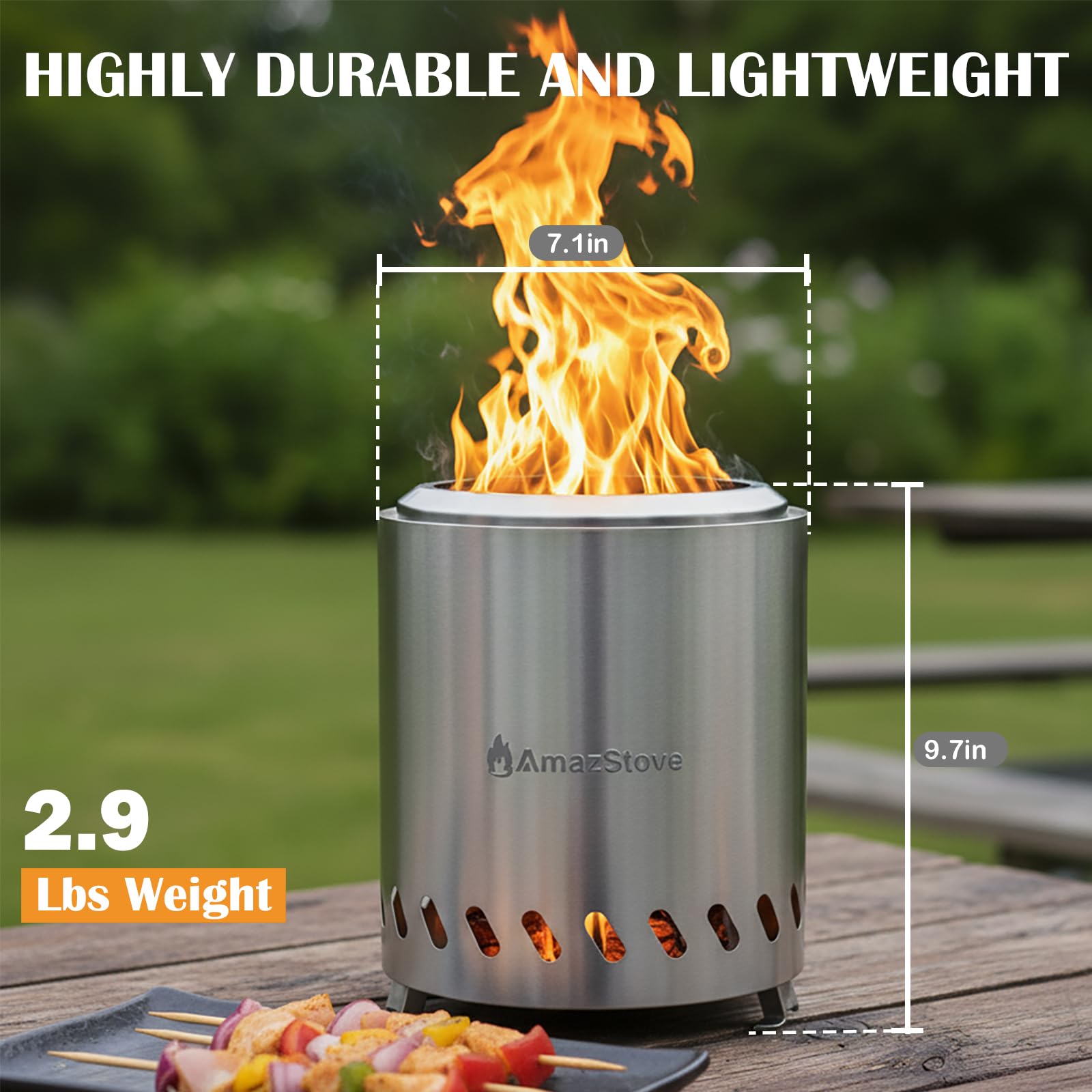 AmazStove detalle del acero 304 resistente que garantiza durabilidad