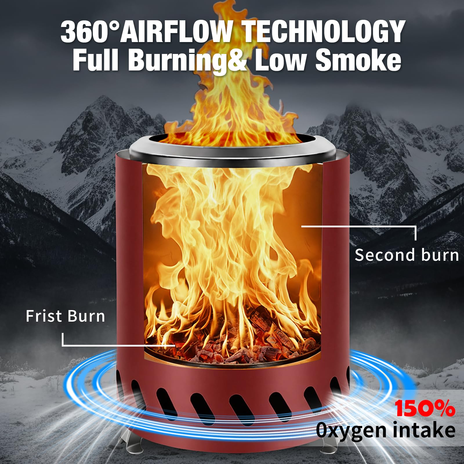 AmazStove fogón en uso durante acampada aporta calor y ambiente seguro