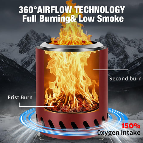 AmazStove fogón en uso durante acampada aporta calor y ambiente seguro