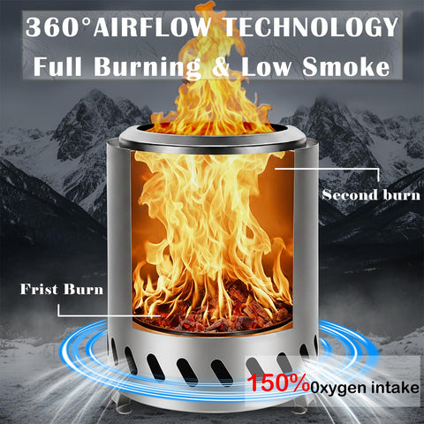 AmazStove fogón encendido en jardín creando ambiente con bajo humo