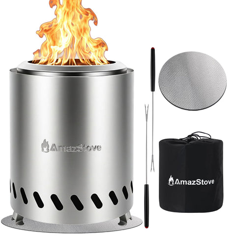 AmazStove vista frontal del fogón mostrando forma compacta y estética