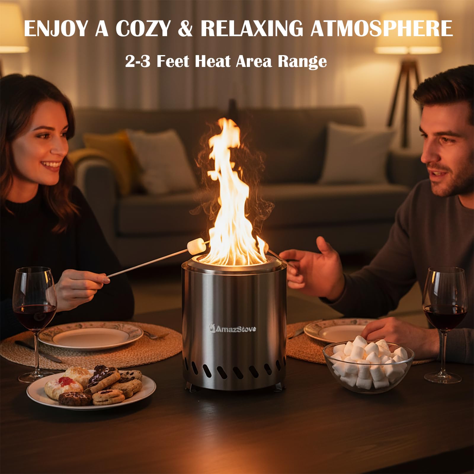 AmazStove comparación con manos para ver escala y portabilidad