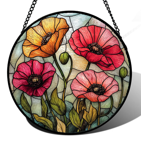 AMDERVEN colgante frontal mostrando amapola y colores vibrantes