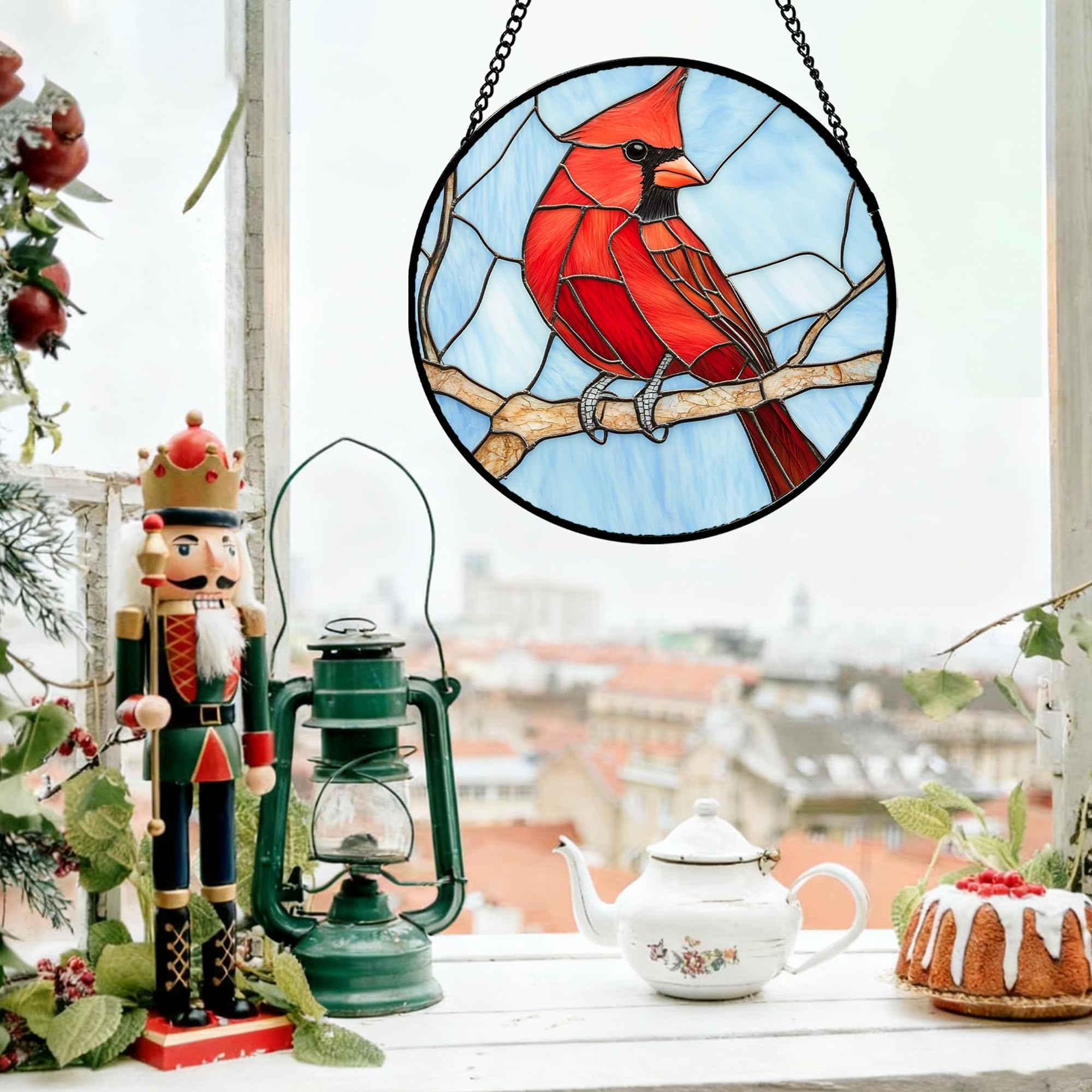 AMDERVEN detalle de los cardenales en vitral realzando el motivo
