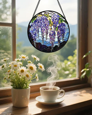 AMDERVEN suncatcher en ventana creando reflejos decorativos