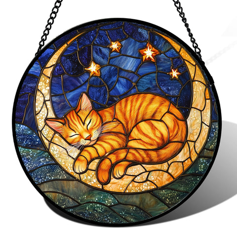 AMDERVEN colgante frontal mostrando gato naranja y color vibrante