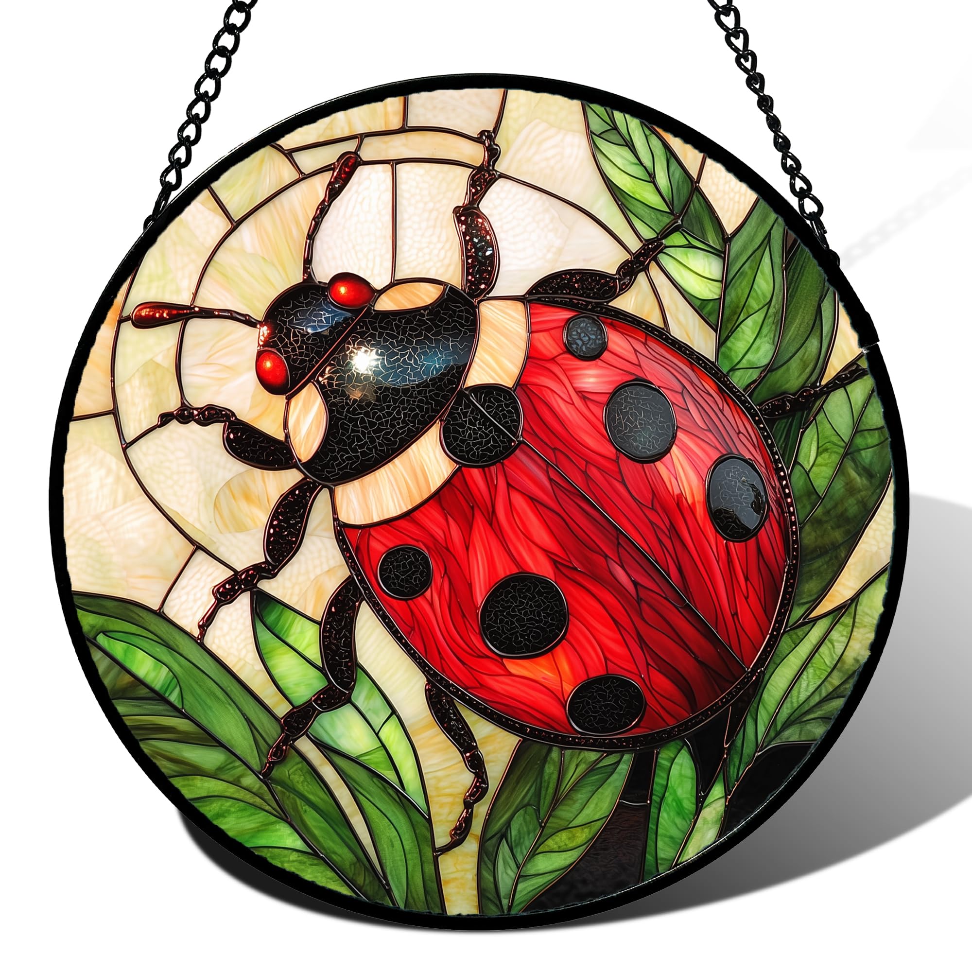 AMDERVEN vista frontal del atrapasol mariquita con colores vivos y estética decorativa