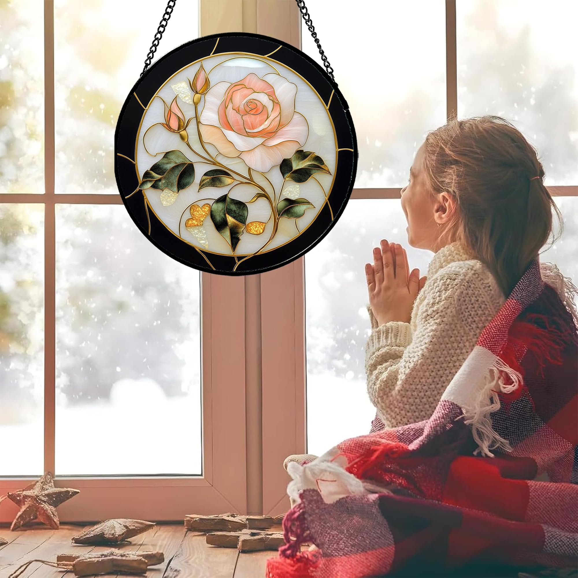 AMDERVEN Pink Rose detalle de la textura del vidrio que realza tonos intensos