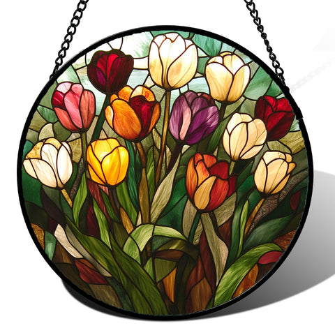 AMDERVEN tulipanes frente mostrando vivos colores y diseño decorativo