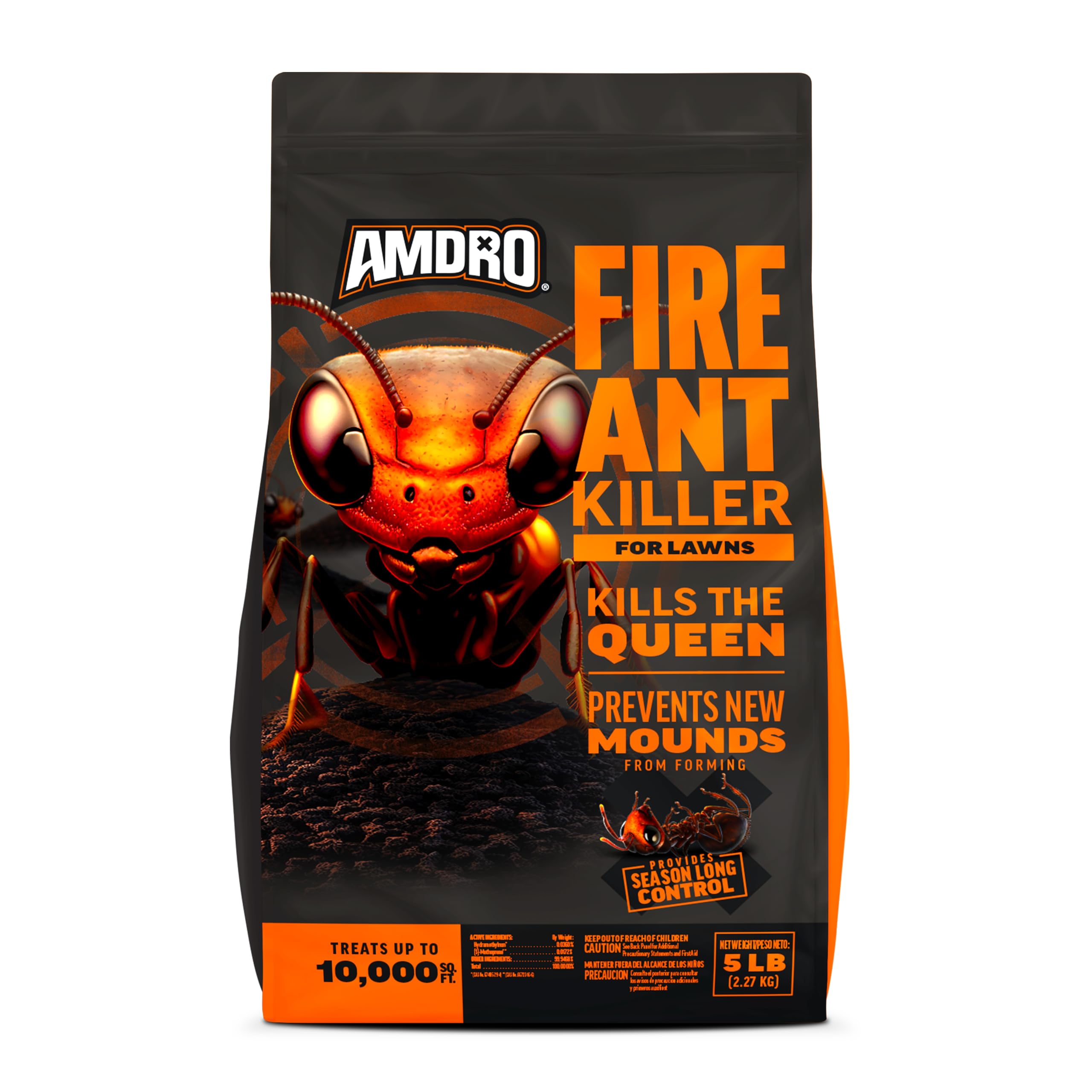 Amdro paquete frontal mostrando 5 lb y control prolongado