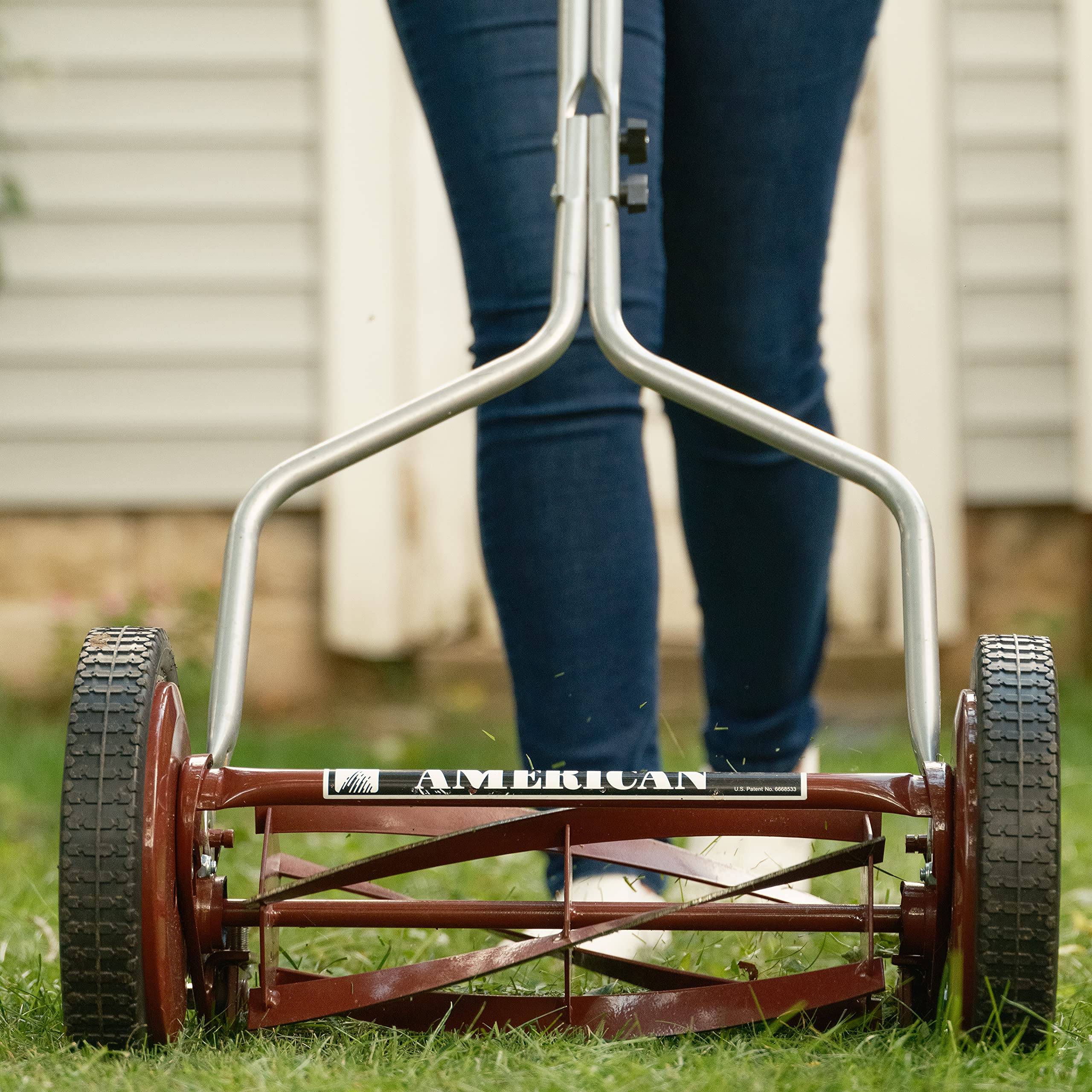 American Lawn Mower Company primer plano de las 5 cuchillas, corte preciso