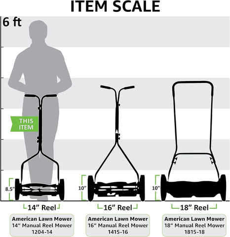 American Lawn Mower etiqueta de especificaciones y ajuste de altura, fácil configuración
