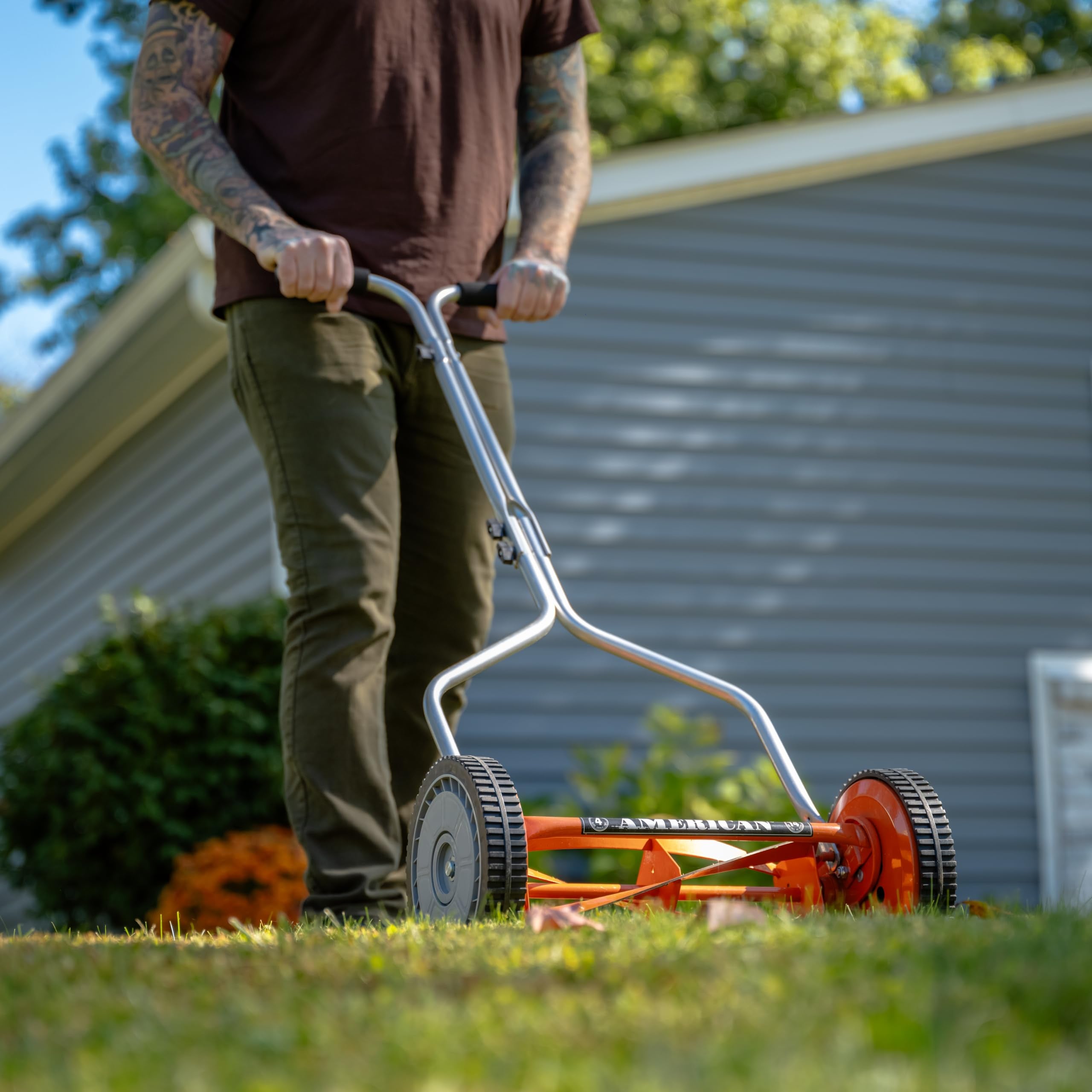American Lawn Mower mango con grips plásticos, agarre cómodo