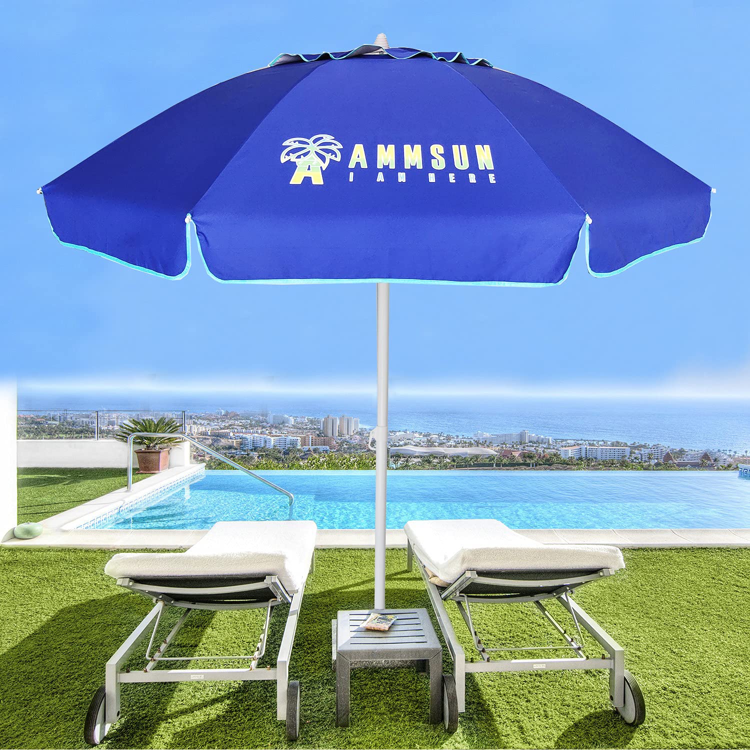 AMMSUN comparación de tamaño junto a una silla para referencia de escala