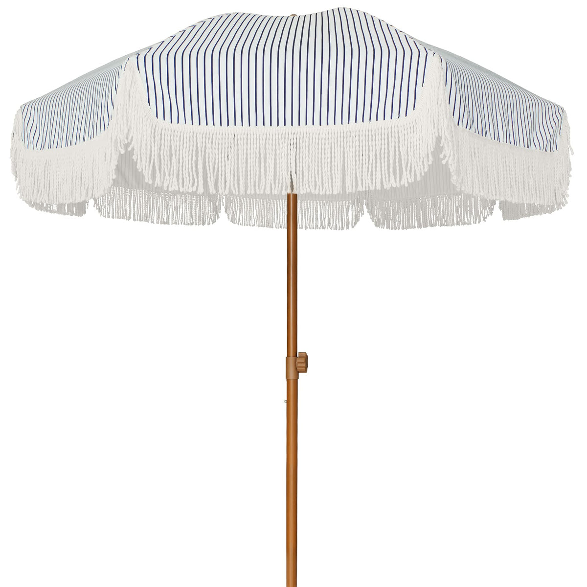 AMMSUN vista frontal de la sombrilla azul marino con flecos para estilo de patio